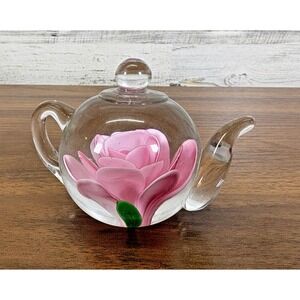 Dynasty Gallery Blown Molten Glass‎ Teapot Paperweight Heirloom Collection